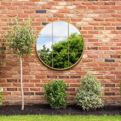 The Circulus - Gold Metal Frame Round Garden Wall Mirror 39" x 39" (100x100CM)