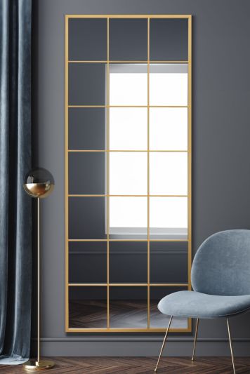 The Fenestra - Gold Modern Window Leaner / Wall Mirror 79" X 31" (200CM X 80CM)