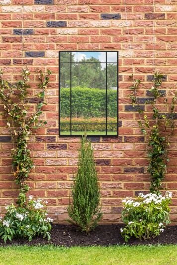 The Genestra - Black Modern Contemporary Garden Wall Mirror 39" X 27" (100x70CM)