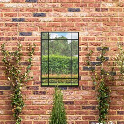 The Genestra - Black Modern Contemporary Garden Wall Mirror 39" X 27" (100x70CM)