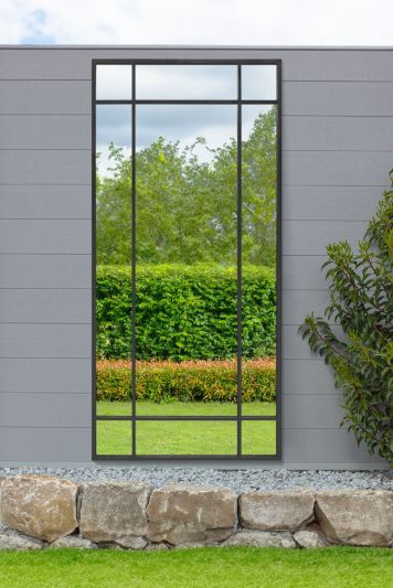 The Genestra - Black Contemporary Wall & Leaner Garden Mirror 71"x 33" 180x85cm