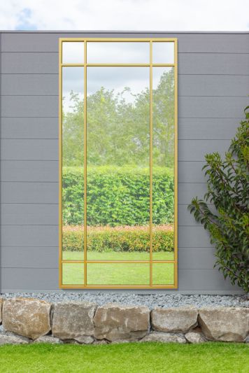 The Genestra - Gold Contemporary Wall & Leaner Garden Mirror 71"x 33" 180x85cm