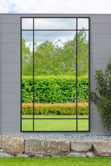 The Genestra - Black Contemporary Wall & Leaner Garden Mirror 71"x 43" 180x110cm