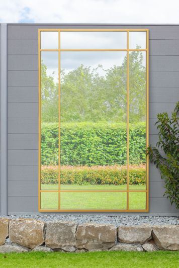 The Genestra - Gold Contemporary Wall & Leaner Garden Mirror 71"x 43" 180x110cm