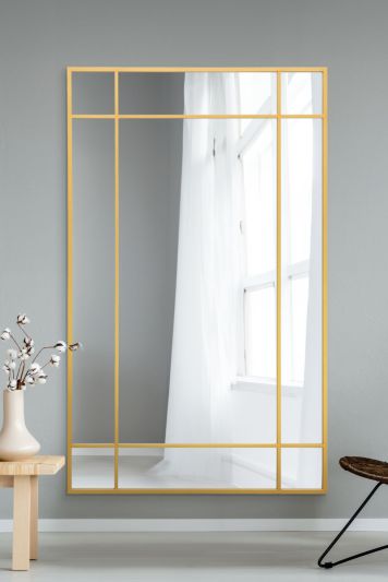 The Fenestra - Gold Contemporary Wall and Leaner Mirror 71" X 43" (180 x 110CM)