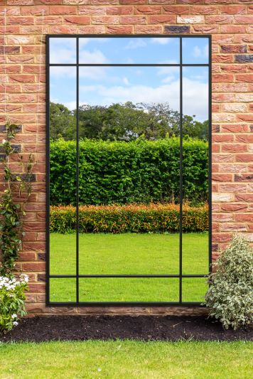 The Genestra - Black Contemporary Wall & Leaner Garden Mirror 79"x 47" 200x120cm