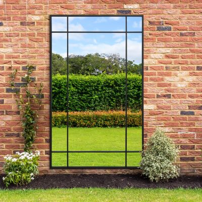 The Genestra - Black Contemporary Wall & Leaner Garden Mirror 79"x 47" 200x120cm