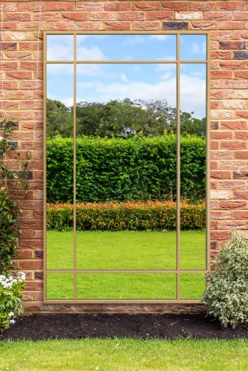 The Genestra - Gold Contemporary Wall & Leaner Garden Mirror 79"x 47" 200x120cm