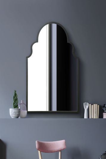 The Arcus - Black Metal Framed Arched Wall Mirror 41" X 24" (104CM X 61CM)