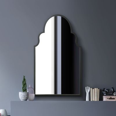 The Arcus - Black Metal Framed Arched Wall Mirror 41" X 24" (104CM X 61CM)