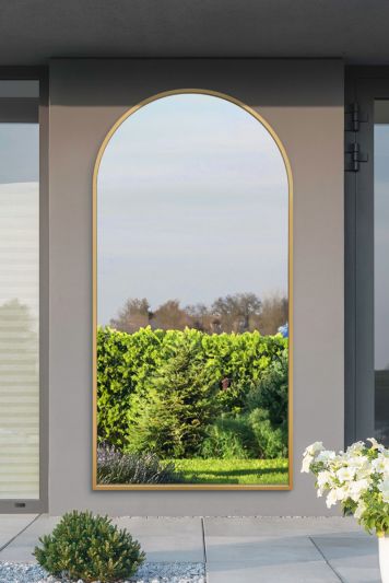 The Arcus - Gold Framed Arched Leaner/Wall Garden Mirror 79" x 39" (200x100CM)