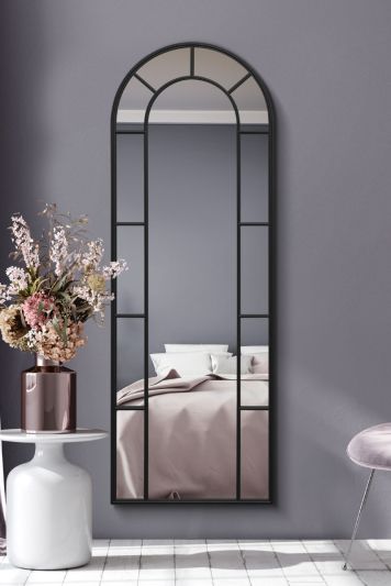 The Arcus - Black Framed Arched Leaner/Wall Mirror 67" X 24" (170CM X 60CM)