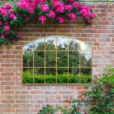 The Arcus - Gold Framed Arched Wall Garden Mirror 43" X 29" (110CM X 75CM)