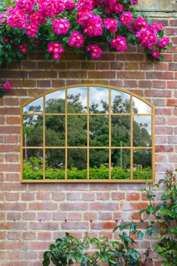 The Arcus - Gold Framed Arched Wall Garden Mirror 35" X 26" (90CM X 65CM)