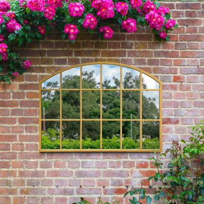 The Arcus - Gold Framed Arched Wall Garden Mirror 35" X 26" (90CM X 65CM)