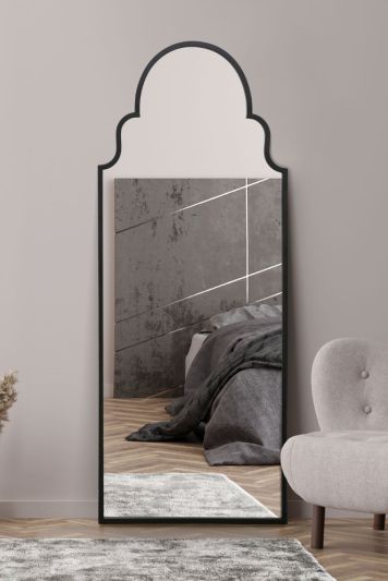 The Arcus - Black Framed Arched Leaner/Wall Mirror 71" X 28 (180CM X 70CM)