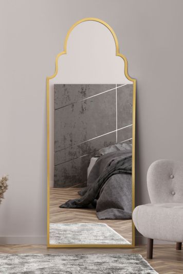 The Arcus - Gold Framed Arched Leaner/Wall Mirror 71" X 28 (180CM X 70CM)