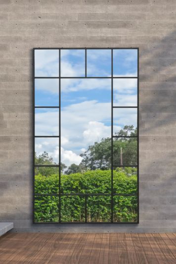 The Genestra - Black Modern Wall & Leaner Garden Mirror 79"x 47" 200x120cm