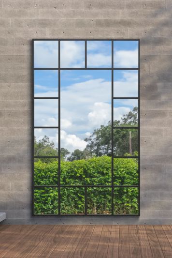 The Genestra - Black Modern Wall & Leaner Garden Mirror 71"x 43" 180x110cm