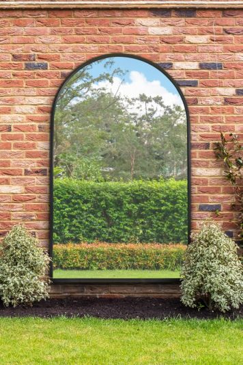 The Arcus - Black Framed Arched Leaner/Wall Garden Mirror 75" x 47" (190x120CM)