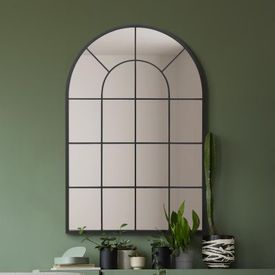 The Arcus - Black Framed Arched Window Leaner/Wall Mirror 47" X 31" (120x80CM) Suitable for Inside and Outside!