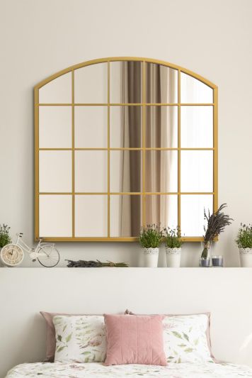 The Arcus - Gold Framed Arched Window Leaner/Wall Mirror 39" X 39" (100x100CM) Suitable for Inside and Outside!