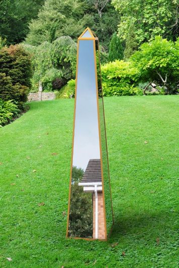 The Obelisk - New Gold Metal Edged Mirrored Garden Ornament 59" X 12" X 12" (150CM X 30CM X 30CM)