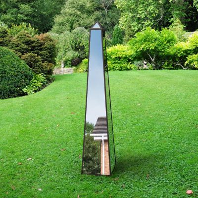 The Obelisk - New Black Metal Edged Mirrored Garden Ornament 59" X 12" X 12" (150CM X 30CM X 30CM)