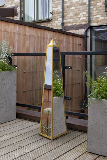 The Obelisk - New Gold Metal Edged Mirrored Garden Ornament 39" X 8" X 8" (100CM X 20CM X 20CM)