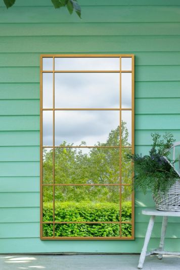 The Tabula - New Gold Metal Framed Window Wall or Leaner Garden Mirror 63" X 31" (160CM X 80CM)