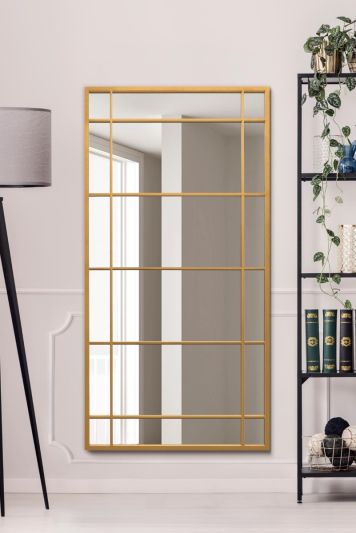 The Tabula - New Gold Metal Framed Window Wall or Leaner Mirror 63" X 31" (160CM X 80CM)