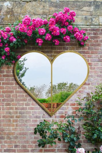 The Corde - New and Unique Gold Metal Framed Heart Shaped Leaner/Wall Garden Mirror 31" X 31" (80CM X 80CM) MAX