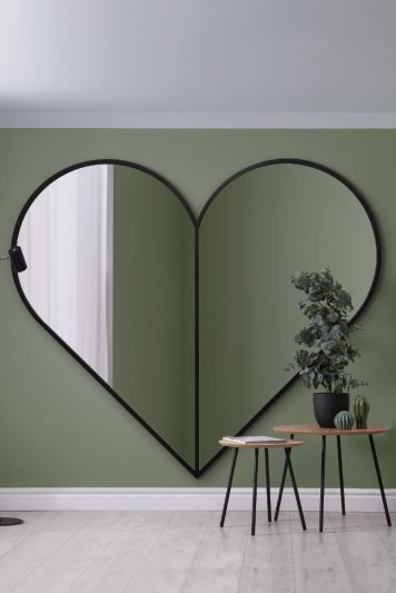 The Corde - New and Unique Black Metal Framed Heart Shaped Leaner/Wall Mirror 71" X 71" (180CM X 180CM) MAX