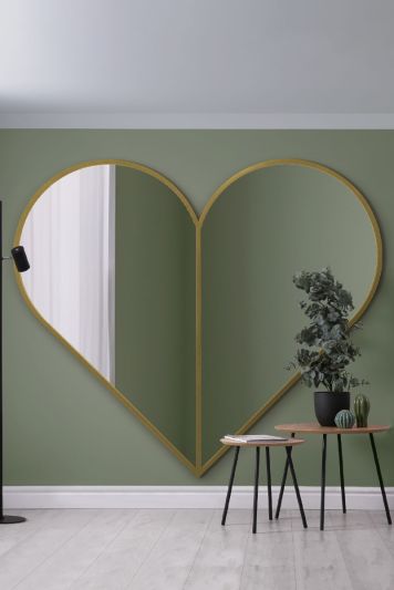 The Corde - New and Unique Gold Metal Framed Heart Shaped Leaner/Wall Mirror 71" X 71" (180CM X 180CM) MAX