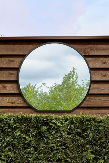 The Circulus - Black Framed Flat Bottom Circular Garden Wall Mirror - Perfect for the Mantle! 41" X 39" (105CM X 100CM)