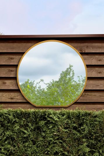 The Circulus - Gold Framed Flat Bottom Circular Garden Wall Mirror - Perfect for the Mantle! 41" X 39" (105CM X 100CM)