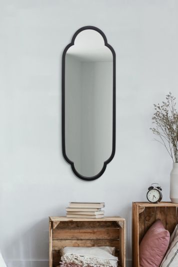 The Duplici - New Black Metal Framed Double Arched Oval Wall Mirror 40" X 14" (102CM X 35.5CM)