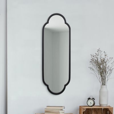 The Duplici - New Black Metal Framed Double Arched Oval Wall Mirror 40" X 14" (102CM X 35.5CM)