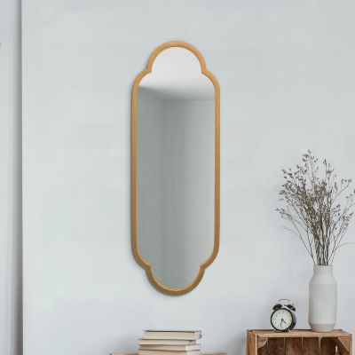 The Duplici - New Gold Metal Framed Double Arched Oval Wall Mirror 40" X 14" (102CM X 35.5CM)