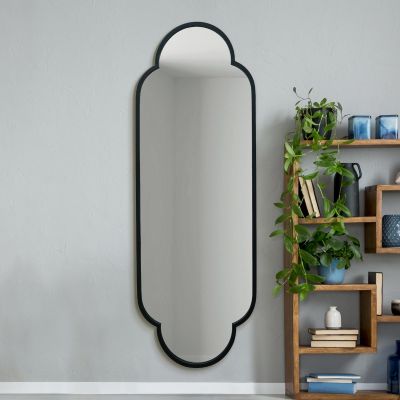 The Duplici - New Black Metal Framed Double Arched Oval Wall Mirror 67" X 23" (170CM X 59M)