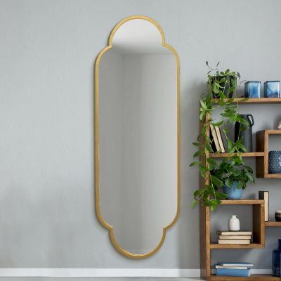 The Duplici - New Gold Metal Framed Double Arched Oval Wall Mirror 67" X 23" (170CM X 59M)