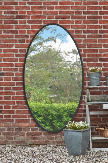 The Ovale - New Black Metal Framed Oval Garden Wall Mirror 71" X 39" (180 x 100CM)