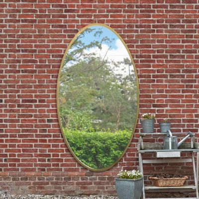 The Ovale - New Gold Metal Framed Oval Garden Wall Mirror 71" X 39" (180 x 100CM)