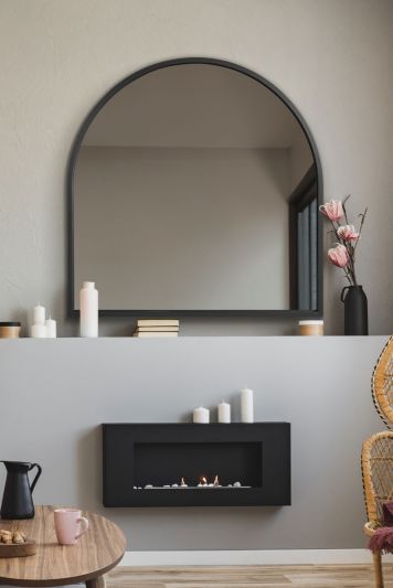 The Arcus - Black Framed Arched Leaner/Wall Mirror 39" X 39" (100CM X 100CM)