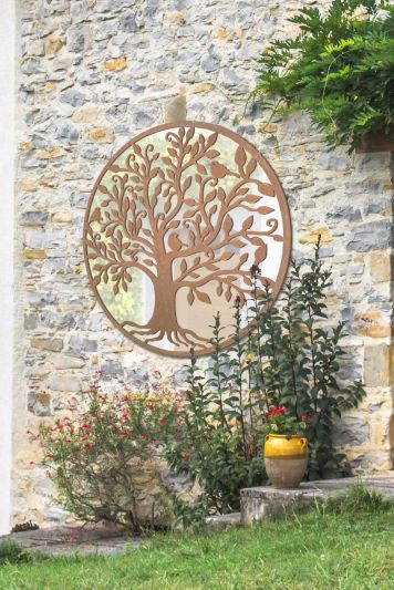 Bird Tree Design Round Garden Mirror 100 x 100 CM 3ft3 x 3ft3