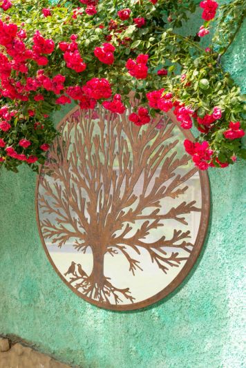 Song Birds Tree Design Round Garden Mirror 100 x 100 CM 3ft3 x 3ft3