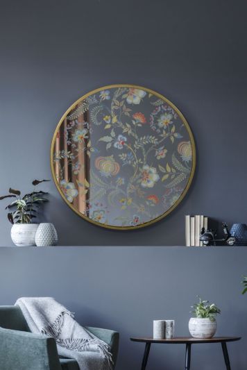 The Satis - Gold Frame Edged Circular Modern Wall Printed Decal Mirror 24" (60CM) Diameter. NEW for 2024/2025