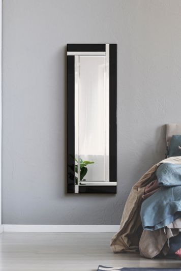 Aston Black All Glass Wall Mirror 120 x 40 CM