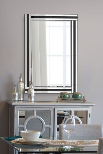 Dalton Black All Glass Large Dress Mirror 120 x 80 CM