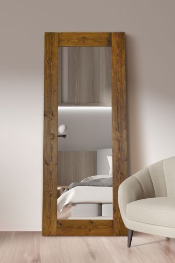 Farmhouse Dark Natural Wood Large Full Length Mirror 208 x 86 CM